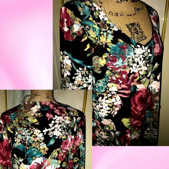 CONNECTED APPAREL BOLD FLORAL PRINT SWING DRESS~6 - Picture 3 of 5